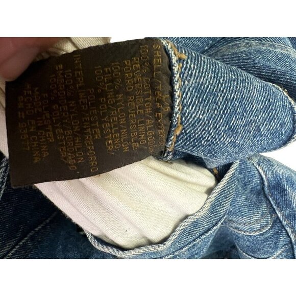 Vtg Arizona Jean Company Denim Jacket Quilted Reversible Stadium Bomber Y2K - Picture 11 of 16